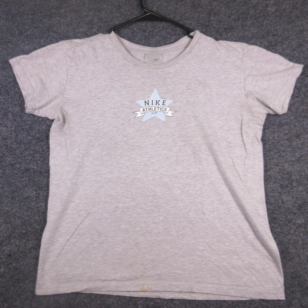 Y2k Nike Shirt Womens Small Gray Nike Athletics Star Graphic T Shirt Tee Casual